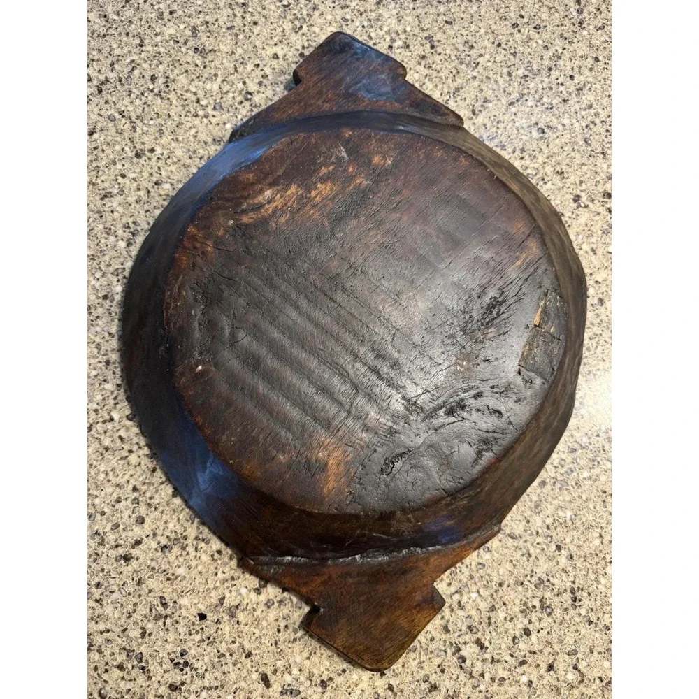 Primitive Parat Chapati Wooden Dough Kneading Bowl Hand Carved Rustic
